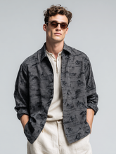Men's casual printed lapel long-sleeved top